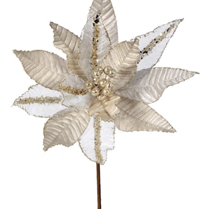 20&quot; Champagne Velvet Sheer Poinsettia/Holiday Decor/Christmas Decor/Poinsettia Picks/Poinsettia Flowers/Poinsettia Plants