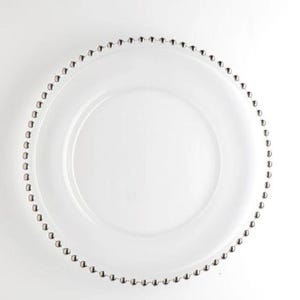 12.5&quot; Silver Beaded Clear Charger Plate/Plates/Wedding Decor/Home Decor/Dinner Party/Antique Theme/Antique Dinner Theme/Gatsby Theme/Dining