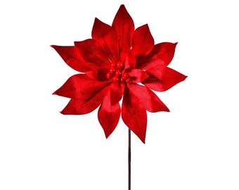 20" Red Velvet Pearl Centre Poinsettia/Holiday Decor/Christmas Decorations/Poinsettia Picks/Poinsettia Flowers/Poinsettia Plants