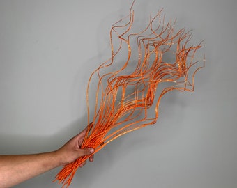 25" Orange Curly Twigs/Branches/Centerpiece decor/ Winter wonderland/Decoration Branches/Gold Branches/Glitter Branches/Silver Branches