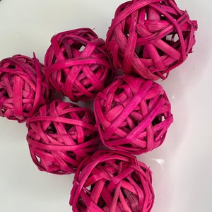 Pink Holiday Wicker Balls, 6  Decorative Balls, Rustic Decor Ideas, Rustic Bawl Filler, Wicker Decoration,  Rustic Table Decor