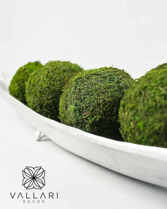 NEW 3 GREEN MOSS Balls, 6 Decorative Balls, Greenery Decor Ideas