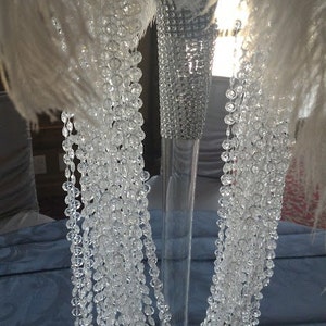 50 Feet of Crystal/Acrylic Garlands White Ostrich Feather Centerpiece for Glam Glitz Bling Hollwood theme image 4
