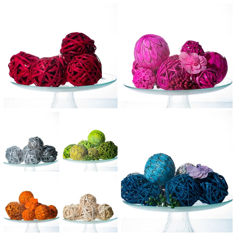 Red Wicker Balls 6 Decorative Balls Rustic Decor Ideas Etsy