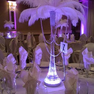 Acrylic Garland Vase Ostrich Feather Centerpiece for Weddings/Birthday/Holiday parties/Great Gatsby/ Roaring 20's/Hollywood Glam Themes image 2