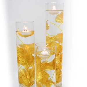 Submersible Gold Floral Wedding Centerpiece with Floating Candles and Acrylic Crystals Kit/ Perfect for Thanksgiving or Great Gatsby theme image 3