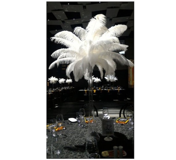 White Ostrich Feather Centerpiece 20 Trumpet Vase/with Crystal Bling/ Great  Gatsby/hollywood Glam/roaring 20's/flapper/ Tall Centerpiece 