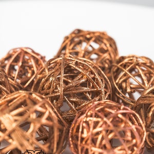 Copper Sparkle 2.5&quot; 8pc Decorative Balls, Rustic Decor Ideas, Rustic Bawl Filler, Wicker Decoration,  Rustic Table Decor