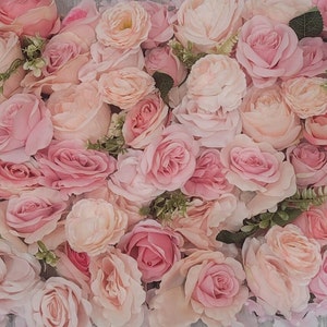 1-6-12-24pc Mixed Pink Rose Flower Panel/ Wedding decor/ Floral decor/ Flower wall/ Event decor/ Floral wall panel/Peonies/Roses/