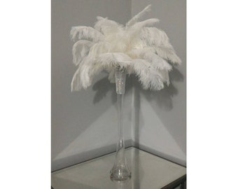 16" Tall Ostrich Feather Centerpiece Kits with Eiffel Tower Vase