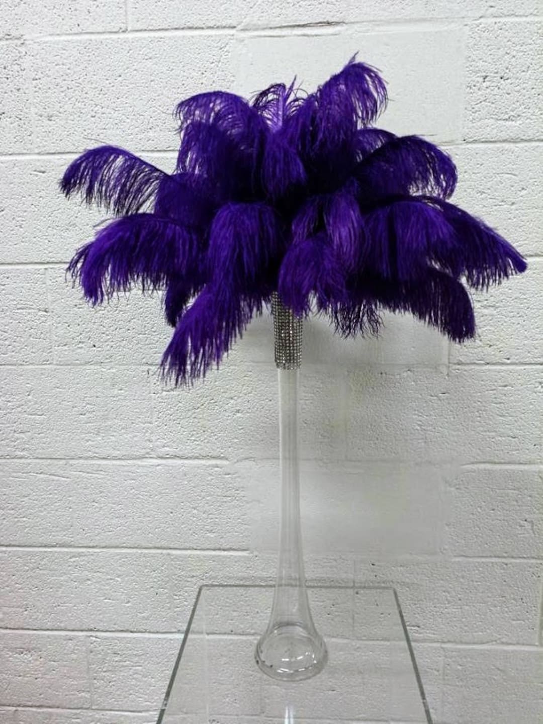 Complete Feather Centerpiece With 24 Vase (Purple) for Sale Online
