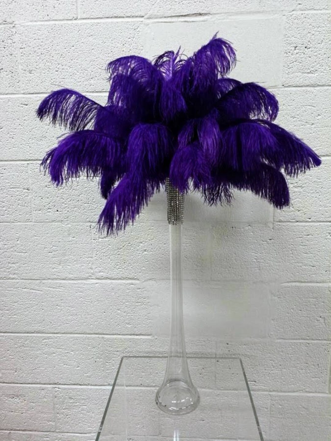 Dark Purple Ostrich Feather Centerpiece 