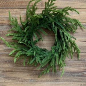 20" Real Touch Norfolk Pine Wreath/Green Artificial Wreath/Green Wreath/Natural Looking Wreath/Outdoor Wreath/Green Outdoor Wreath/Home