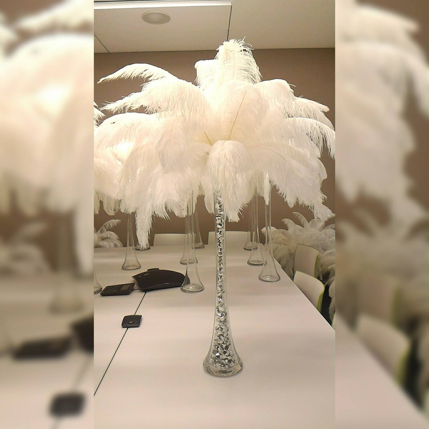 Black Ostrich Feather Centerpiece for Weddings/birthday/holiday