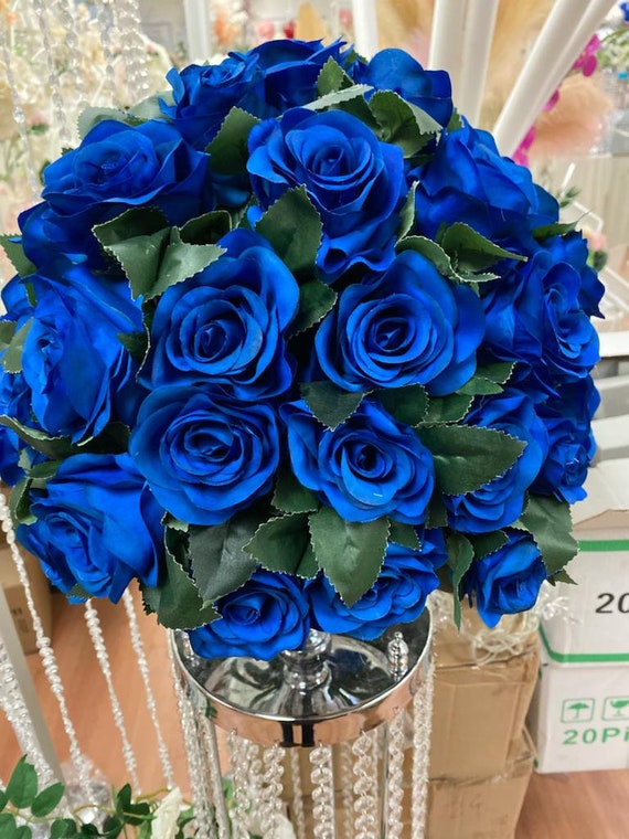 Blue Rose with Silver Glitter - 12 Stem Rose Bouquets
