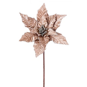 24&quot; Taupe Glitter Edge Velvet Poinsettia/Holiday Decor/Christmas Decorations/Poinsettia Picks/Poinsettia Flowers/Poinsettia Plants
