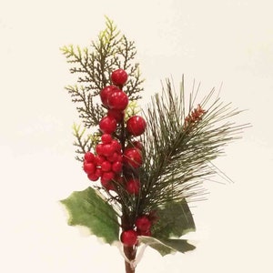 Artificial Pine With Cedar and Green Berries Branch-christmas Floral  Decoration-artificial Evergreen Floral Spray-diy Crafts 