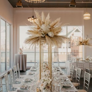 Kits d&#39;arrangement Pampas 40 po./Pieds en métal 32 po./Centres de table/Décoration de mariage