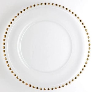12,5&quot; doorzichtige oplader met gouden kralen/borden/bruiloftsdecor/woondecoratie/etentje/antiek thema/antiek dinerthema/Gatsby-thema/dineren