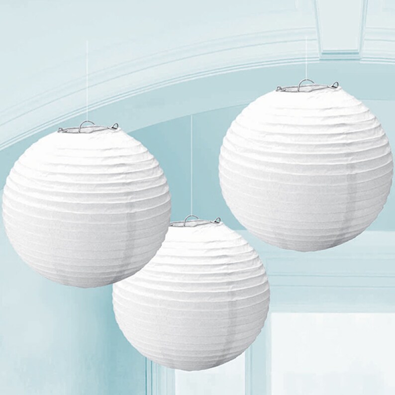 Sale 8 12 16 White Round Chinese Paper Lantern Etsy