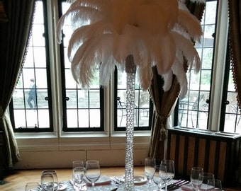 100pcs High Quality 22-24 Inches White Ostrich Feather Wedding Decoration  Diy Vase Arrangement Dress Making Handmade Feather 