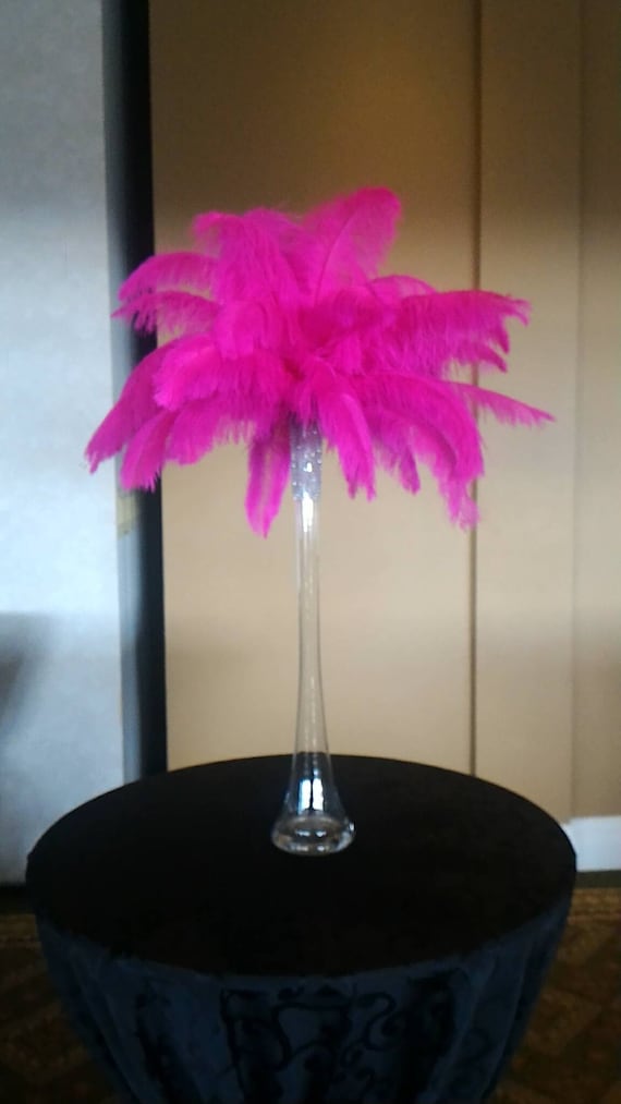 Pink ostrich feather online centerpieces