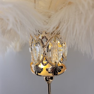 28 Tall GATSBY LARGE CRYSTALS Gold Crystal Globe Stand Ostrich Feather Centerpiece Great Gatsby/Wedding/Old Hollywood/Glitz andGlam Gatsby