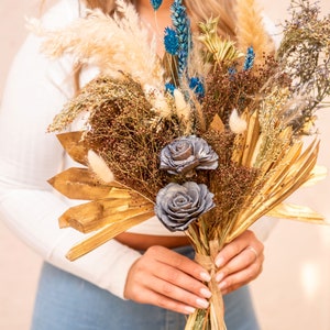 Dried Brown and Gold Floral Pampas Bouquet/25"/Palm Spades/Reed/Dried Pampas/Pampas Bouquet Decor/Boho Pampas/Bouquet/Bunny Tail