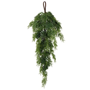 18&quot; Real Touch Cedar Teardrop/Green Artificial Wreath/Green Wreath/Natural Looking Wreath/Outdoor Wreath/Green Outdoor Wreath