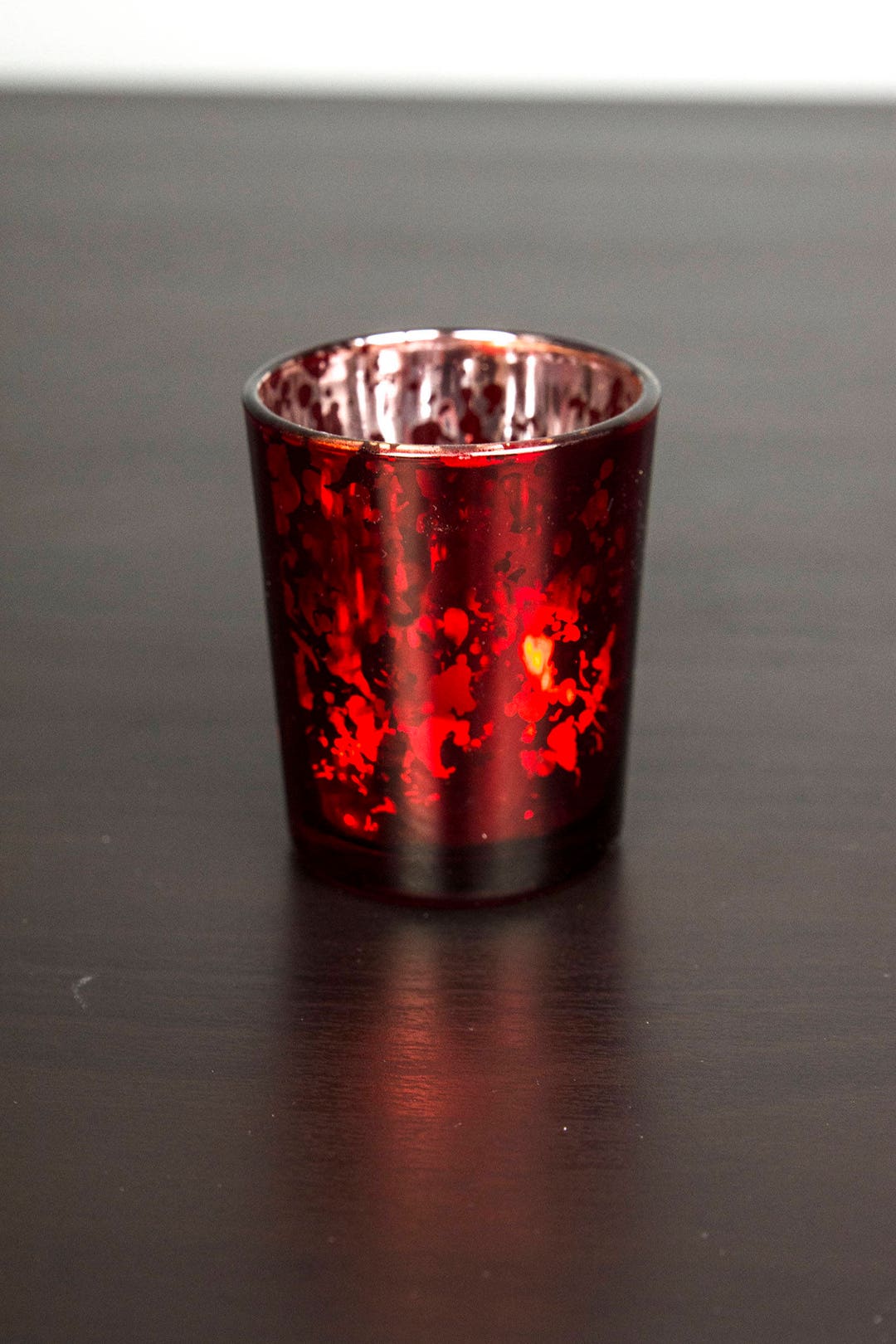 Set of 12 MERCURY GLASS Red/green/white Speckled Glass Candle Holders ...