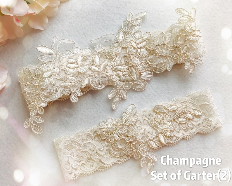 Wedding Garter , bridal garter, light Ivory garter,Tossing Garter,Keepsake Garter,Off white Lace Garter, Champagne garterA03 Champagne set(2)