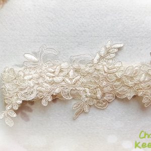 Wedding Garter , bridal garter, light Ivory garter,Tossing Garter,Keepsake Garter,Off white Lace Garter, Champagne garterA03 image 8