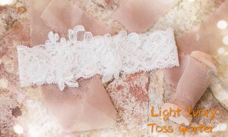 Wedding Garter , bridal garter, light Ivory garter,Tossing Garter,Keepsake Garter,Off white Lace Garter, Champagne garterA03 image 7