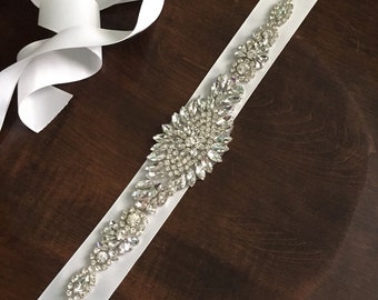 Crystal Rhinestone Wedding Belt, Wedding Sash, Bridal Belt, Bridal Sash, Dress Belt, Bridesmaid Belt, Custom Color