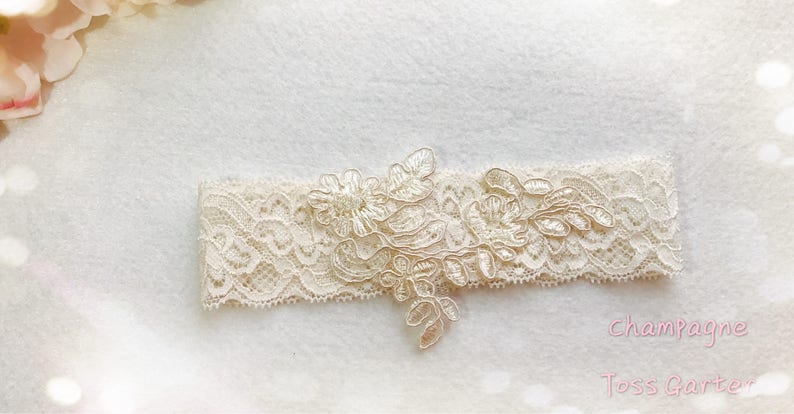 Wedding Garter , bridal garter, light Ivory garter,Tossing Garter,Keepsake Garter,Off white Lace Garter, Champagne garterA03 image 9