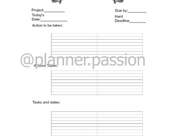 Planner Insert Project Planner A5 Size Insert for Filofax KikkiK Any Ring Bound Planner Agenda Diary Journal Instant Download