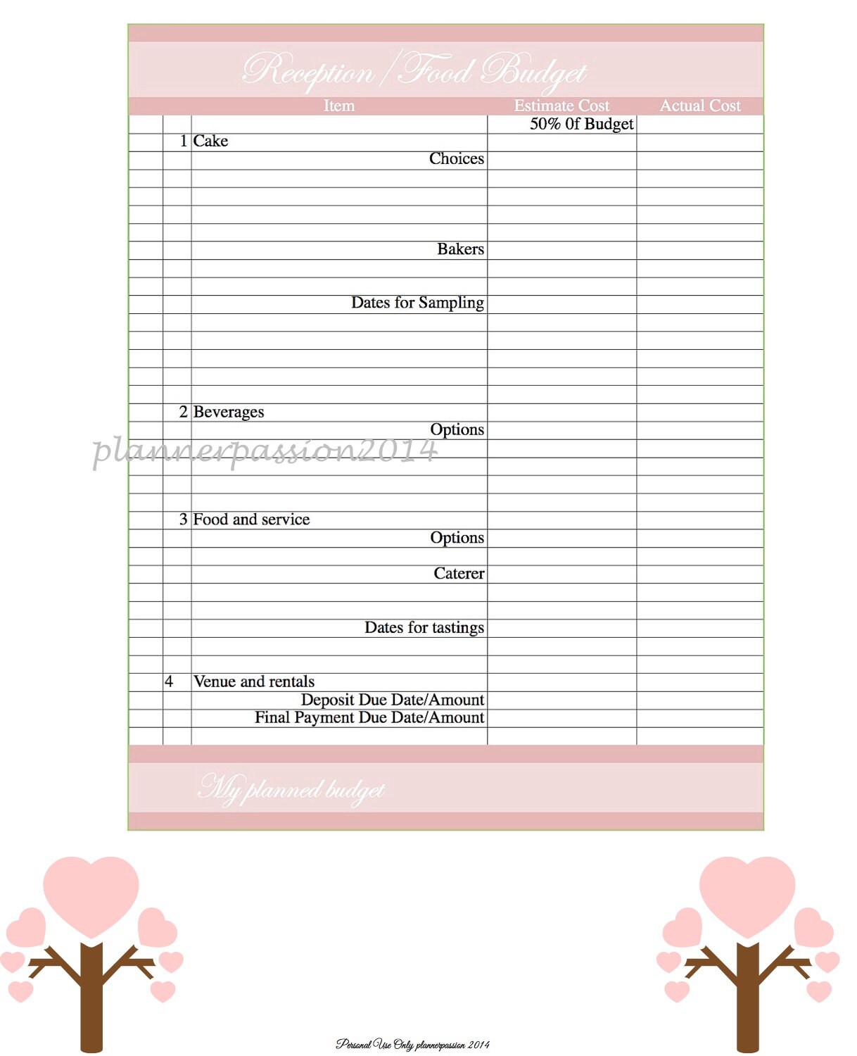 Printable Wedding Budget Planner Expense Tracker Bill Tracker - Etsy