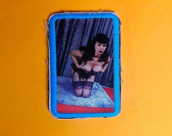 Handmade Bettie Page Mini Patch . Measures 2 inches x 3 inches