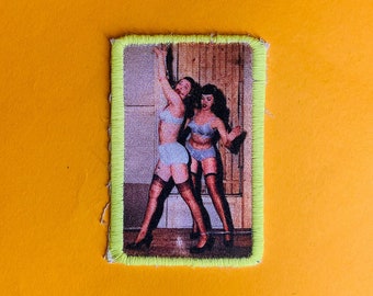 Handmade Bettie Page Mini Patch . Measures 2 inches x 3 inches