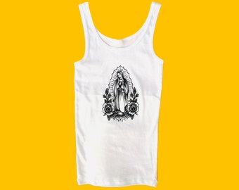 Screen Printed Tank Top // Mother // Our Lady of Guadalupe // Virgin of Guadalupe // Virgen de Guadalupe // Religious Icon