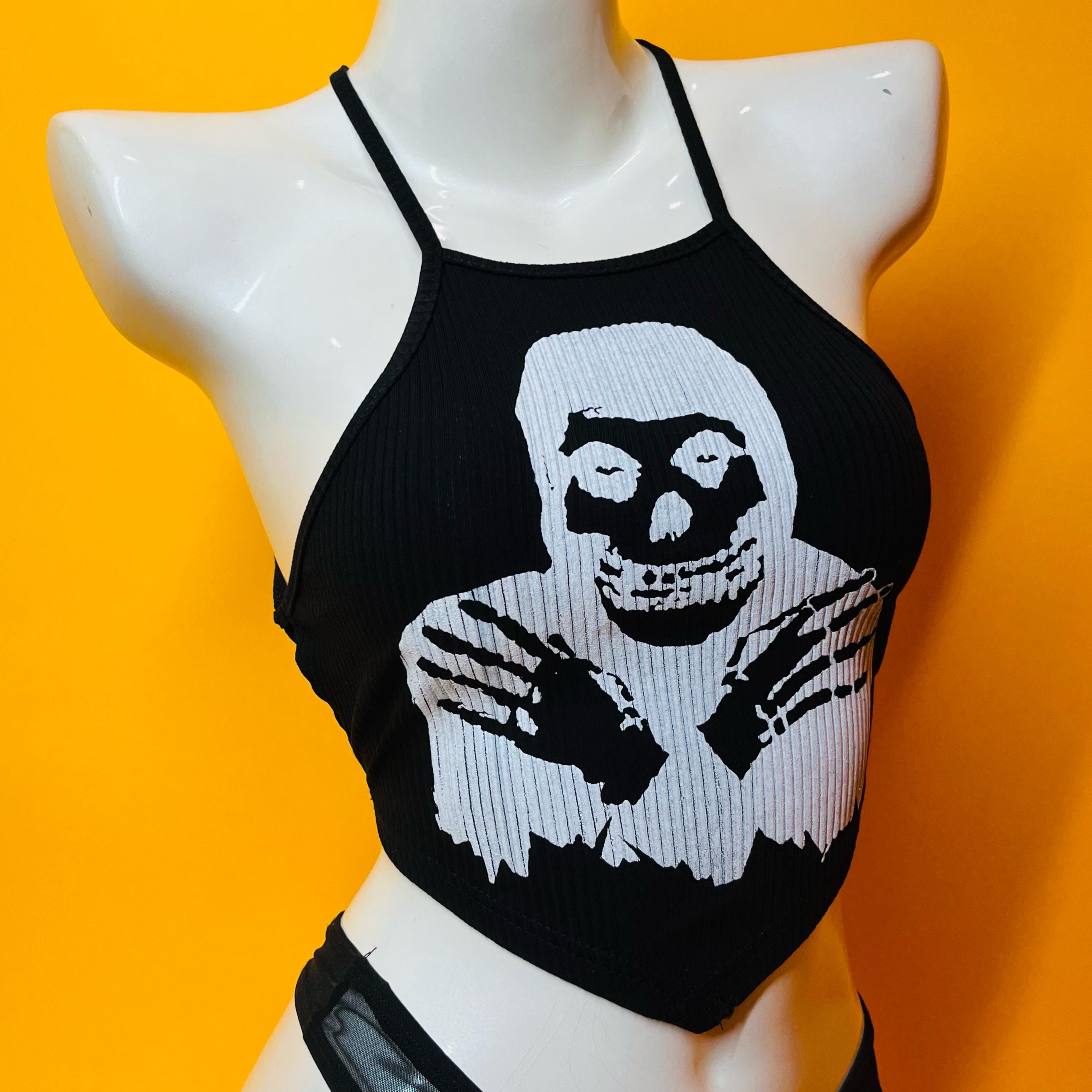 MADPUNKS MAD girlスカルプリント アシンメトリック長袖トップス MADPUNKS MAD girlスカルプリント アシンメトリック長袖トップス
