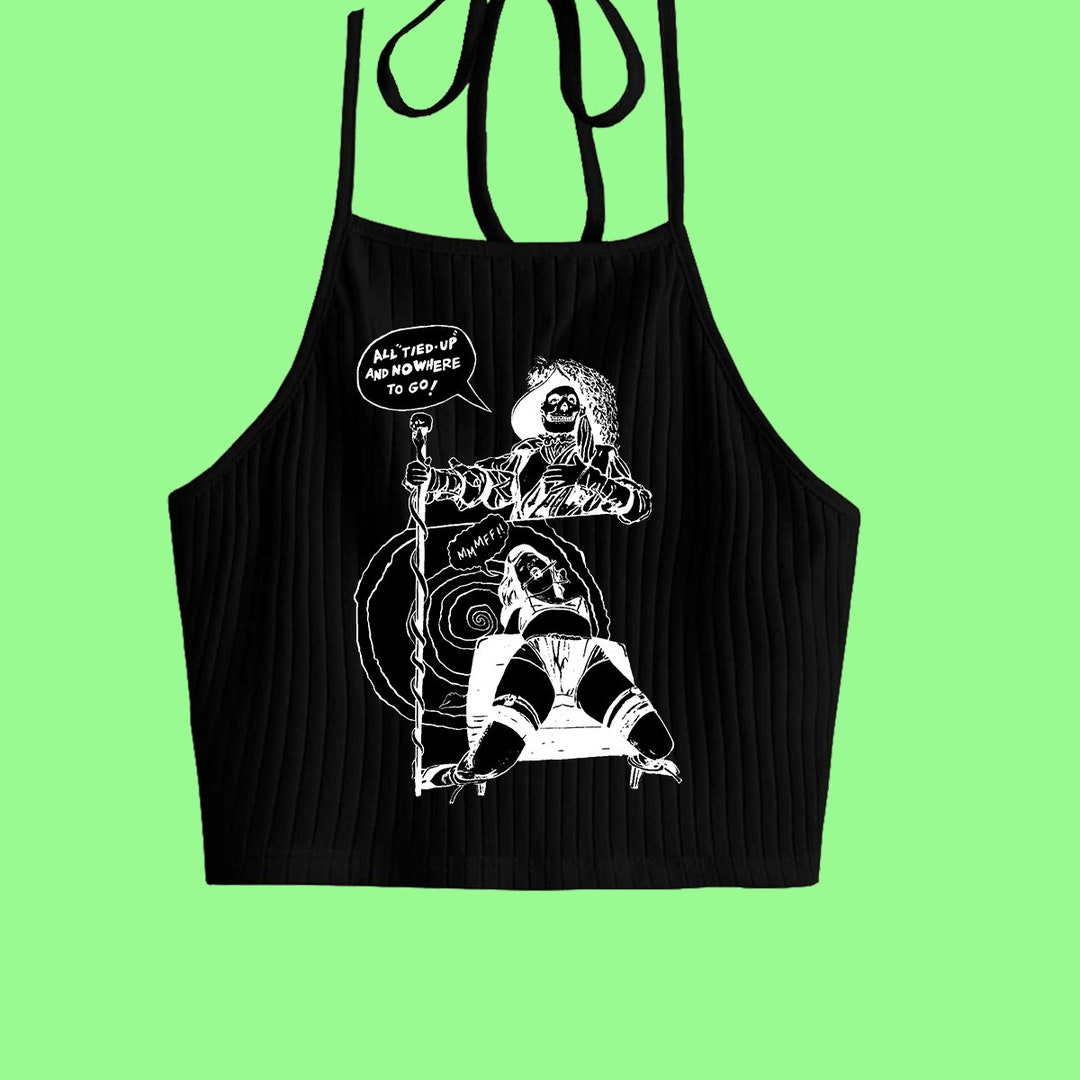 Black Halter Top // Bettie Page Nude Screen Printed Top Etsy