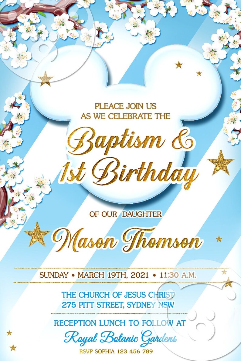 Baptism Invitation MICKEY MOUSE Bebé Mickey Mouse Bautizo Etsy