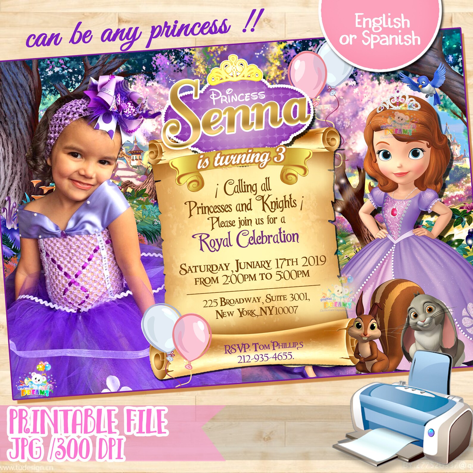 Sofia the First Invitation Princess Sofia Invite Sofia the Etsy
