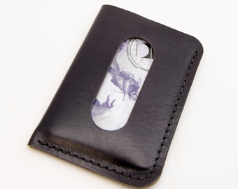 The Card Courier - Black Horween® Chromexcel Front Pocket Card Wallet