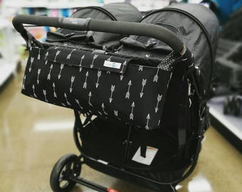 Pram caddy for DOUBLE PRAM / pram organiser / stroller bag for side-by-side twin pram