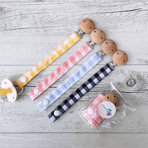 GINGHAM COLLECTION Pacifier clip / dummy clip with fabric strap