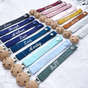 PERSONALISED pacifier clip / dummy clip with fabric strap image 9