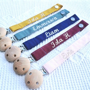 PERSONALISED pacifier clip / dummy clip with fabric strap image 7