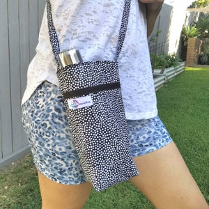 Adult Bottle Holder with crossbody strap, phone pocket and water-resistant lining